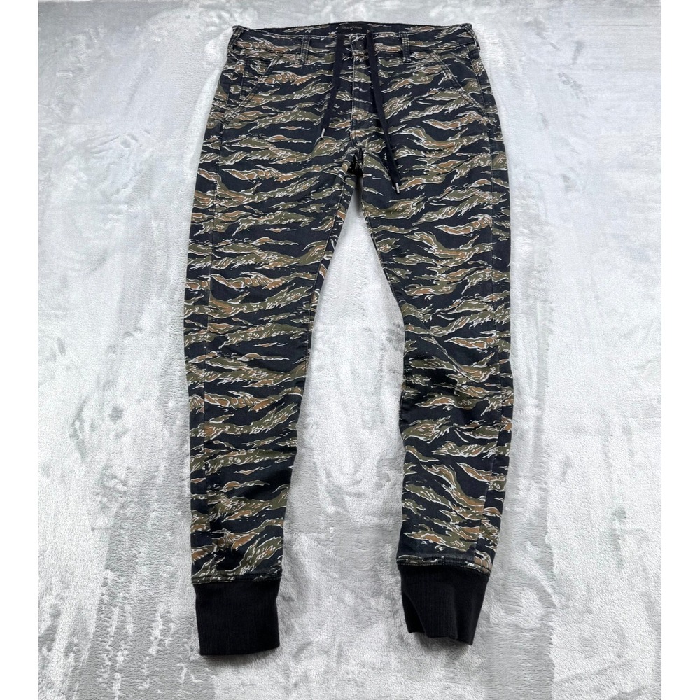 True Religion Runner Jogger Pants Mens 32 Camo Tiger Stripe Stretch Casual